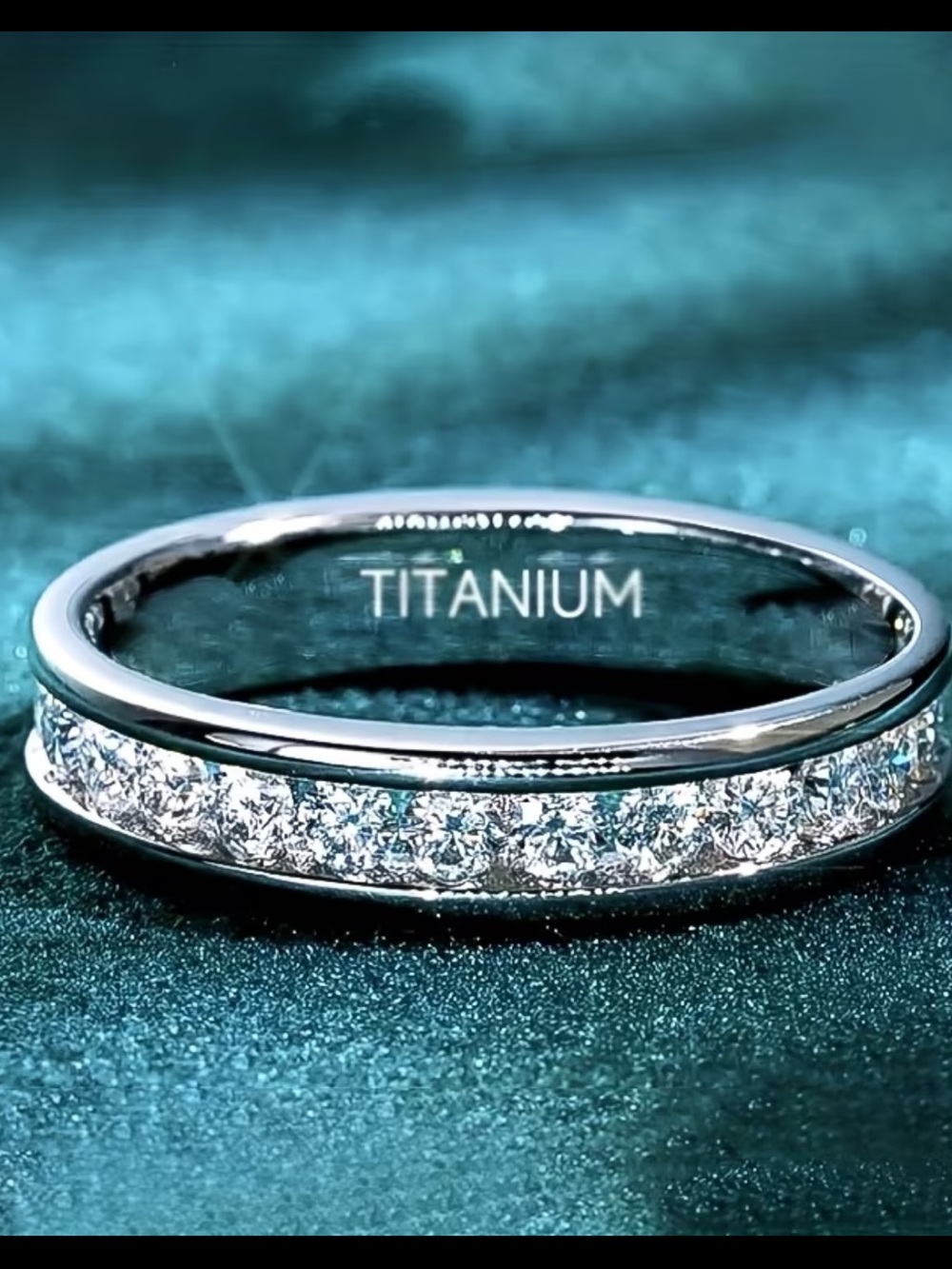 New TITANIUM & CZ ETERNITY RING SZ 8